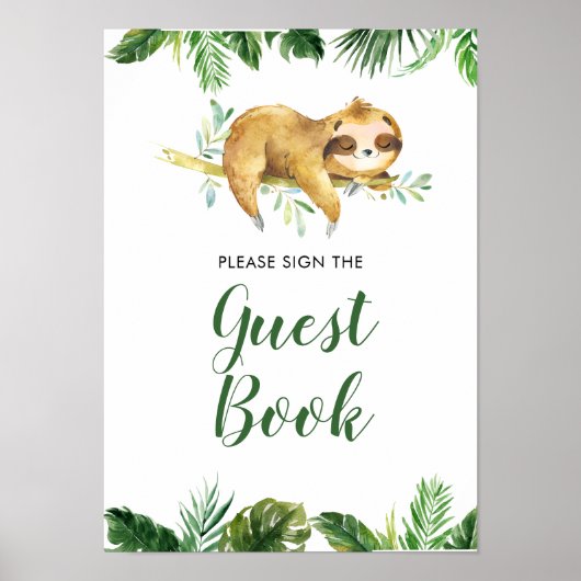 Tropical Boy Sloth Baby Showbucht Poster (Vorne)
