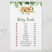 Tropical Boy Sloth Baby Shower Baby Tracks (Vorderseite)