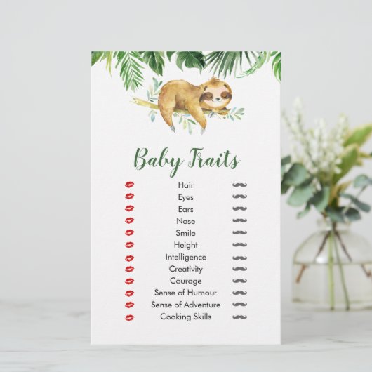 Tropical Boy Sloth Baby Shower Baby Tracks (Stehend Vorderseite)