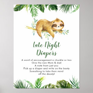 Tropical Boy Sloth Babydusche Spätabendwascher Poster