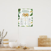 Tropical Boy Sloth erstes Geburtstagszeichen Poster (Küche)