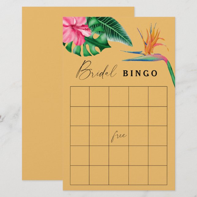 Tropical - Brautparty-Bingo-Spiel (Vorne/Hinten)