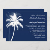 Tropical Breeze Blue Palm Trees Wedding Einladung (Vorne/Hinten)