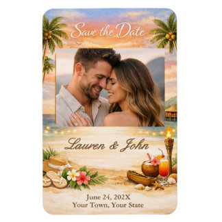 Tropical Breeze Photo Save The Date Wedding Magnet