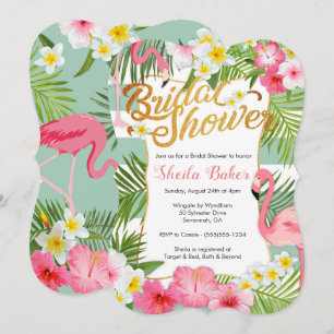 Tropical Bridal Dusche Einladung - Flamingos