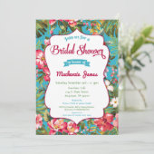 Tropical Bridal Dusche Einladung Luau Floral (Stehend Vorderseite)