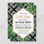 Tropical Bridal Dusche Einladung Palm Fronds Gold (Vorne/Hinten)