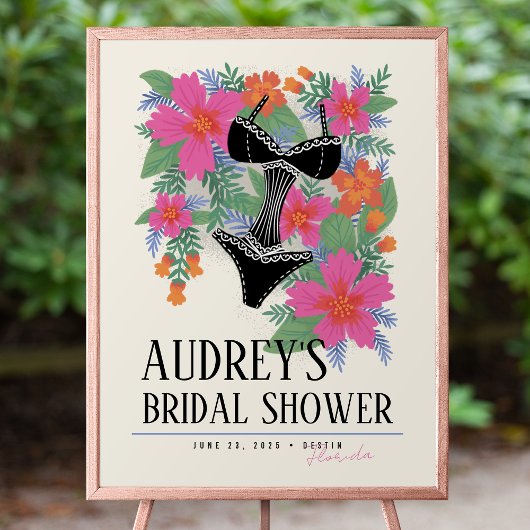 Tropical Bridal Lingerie Brautparty Event Sign Poster