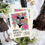Tropical Bridal Lingerie Bridal Dusche Einladung Postkarte<br><div class="desc">Versammelt die Mädchen und feiert die schöne Braut, um mit einem tropischen und sexy Dessous themed Brautparty. Mit dieser illustrierten Duscheinladung in fuchsienrosa, saftig orangefarben, grünen Grüntönen und knackig blau mit einem warmen Stück, schwarz-weiß Spitze, teddy-Bodysuit Set man den Ton für eine sorglose Unterhaltung. Der schmale und moderne Text wird...</div>