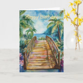 Tropical Bridge Geburtstag Karte (Gelbe Blume)
