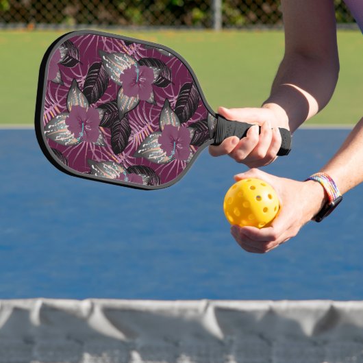 Tropical Burgundy Hibiskus Floral Pickleball Schläger (InSitu)
