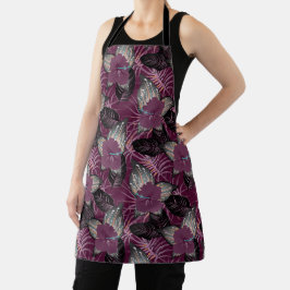 Tropical Burgundy Hibiskus Floral Schürze