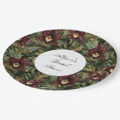 Tropical Burgundy Red Orchid Floral Brautparty Pappteller (Schrägansicht)