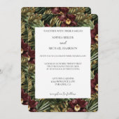 Tropical Burgundy Red Wine Orchid Floral Wedding Einladung (Vorne/Hinten)