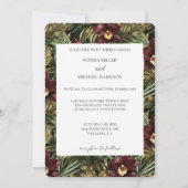 Tropical Burgundy Red Wine Orchid Floral Wedding Einladung (Vorderseite)