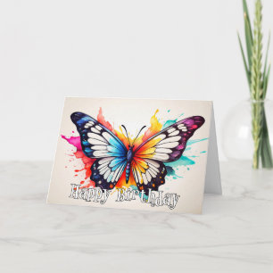 Tropical Butterfly Illustration Happy Birthday Karte