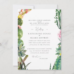 Tropical Cactus Elegante Wedding Einladung
