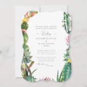 Tropical Cactus Emerald Green Wedding Einladung (Vorderseite)