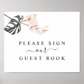 Tropical Calla Lily Wedding Guest Book Sign Poster (Vorne)
