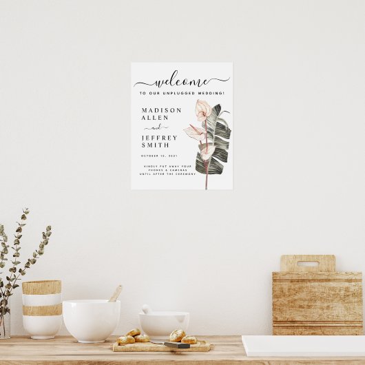 Tropical Calla Lily Wedding Willkommenszeichen Poster (Küche)