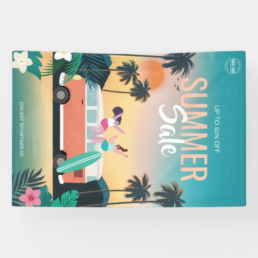 Tropical Camping Summer Sale Business Ads Banner (Horizontal)