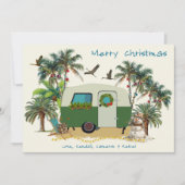 Tropical Camping Trailer Frohe Weihnachtskarten Einladung (Vorderseite)