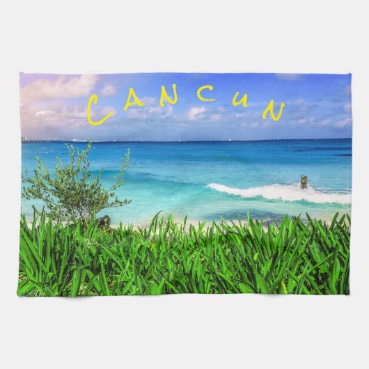 Tropical Cancun Mexico Beach Sea Paradies Geschirrtuch (Horizontal)