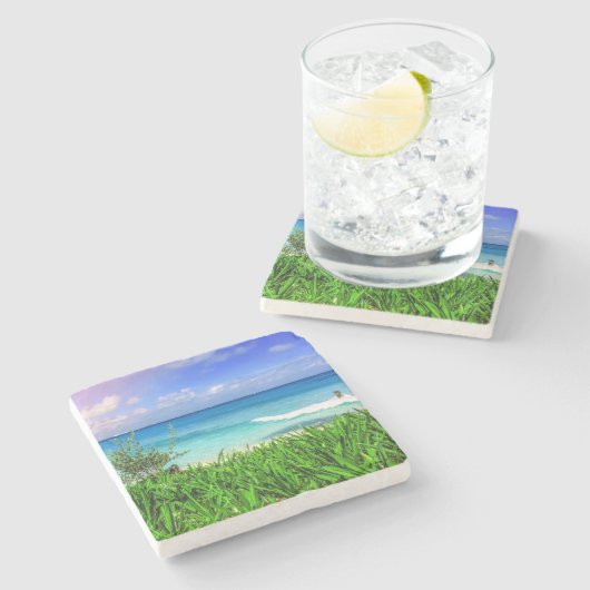 Tropical Cancun Mexico Beach Sea Paradies Steinuntersetzer (Seitenansicht)