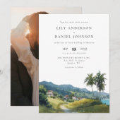Tropical Caribbean Destination Photo Wedding Einladung (Vorne/Hinten)