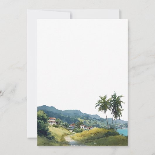 Tropical Caribbean Elopement Wedding Reception Einladung (Rückseite)