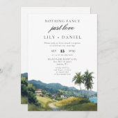 Tropical Caribbean Elopement Wedding Reception Einladung (Vorne/Hinten)