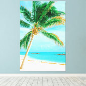 Tropical Caribbean Island Beach Palm Tree Leinwanddruck (Insitu (Holzboden))