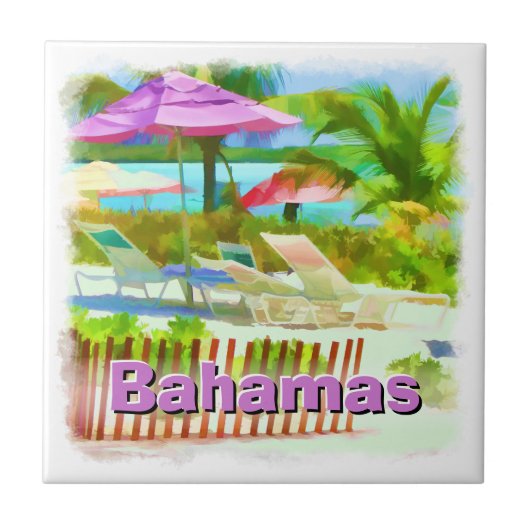 Tropical Caribbean Island Beach Scene - Souvenir Fliese (Vorderseite)