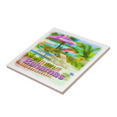 Tropical Caribbean Island Beach Scene - Souvenir Fliese (Seite)