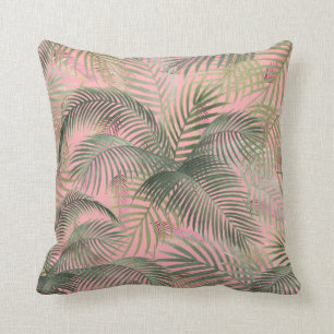 Tropical Caribbean Palm Blätter Wasserfarbe auf Ro Kissen