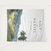 Tropical Caribbean Wedding Photo Backdrop Wandteppich (Vorderseite (Horizontal))
