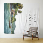 Tropical Caribbean Wedding Photo Backdrop Wandteppich (Beispiel (Horizontal))