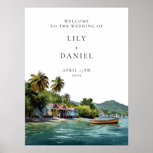 Tropical Caribbean Wedding Welcome Sign Poster (Vorne)