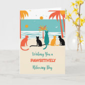 Tropical Cats Sunny Beach Cats Grußkarte Karte (Gelbe Blume)