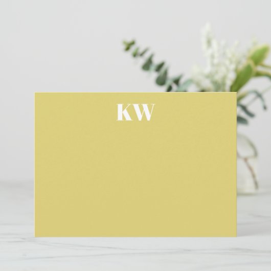 Tropical Chartreuse Monogram Initials Personalized Dankeskarte (Stehend Vorderseite)