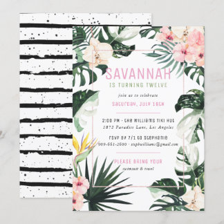 Tropical Chic | Exotic Monstera Geburtstagsparty Einladung