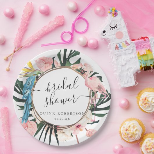 Tropical Chic Flamingo Brautparty Pappteller (Party)