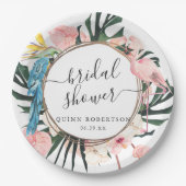 Tropical Chic Flamingo Brautparty Pappteller (Vorderseite)