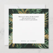 Tropical chic Palm Blätter grün "Danke" Karte (Rückseite)