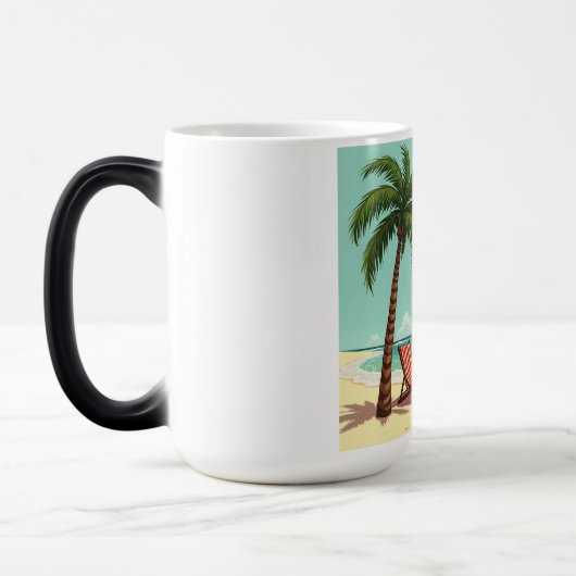 Tropical Chill - Palm Tree & Beach Chair T - Shirt Verwandlungstasse (Links)