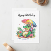 Tropical Chill Relaxing Gator Geburtstag Mitteilungskarte (Vorderseite/Rückseite Beispiel)