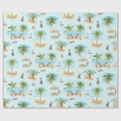 Tropical Christmas Beach Palm Trees Geschenkpapier (Flach)