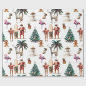 Tropical Christmas Beach Santa Claus Geschenkpapier (Flach)
