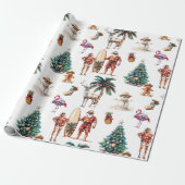 Tropical Christmas Beach Santa Claus Geschenkpapier (Ungerollt)