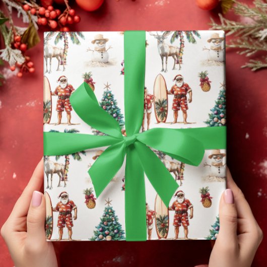 Tropical Christmas Beach Santa Claus Geschenkpapier